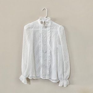 NWT Victorian Inspired Sheer White Blouse